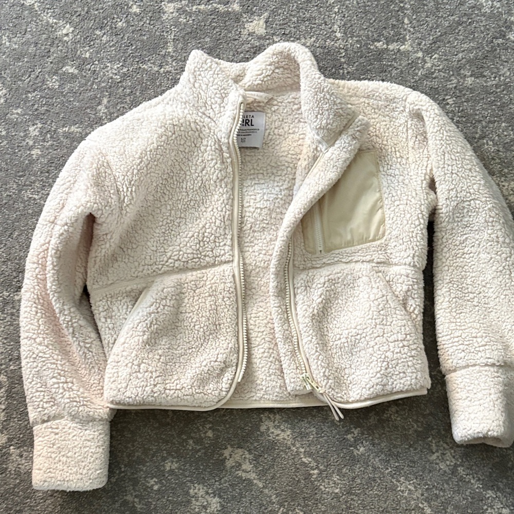 Athleta Girl Cream Sherpa Kids Jacket size 7